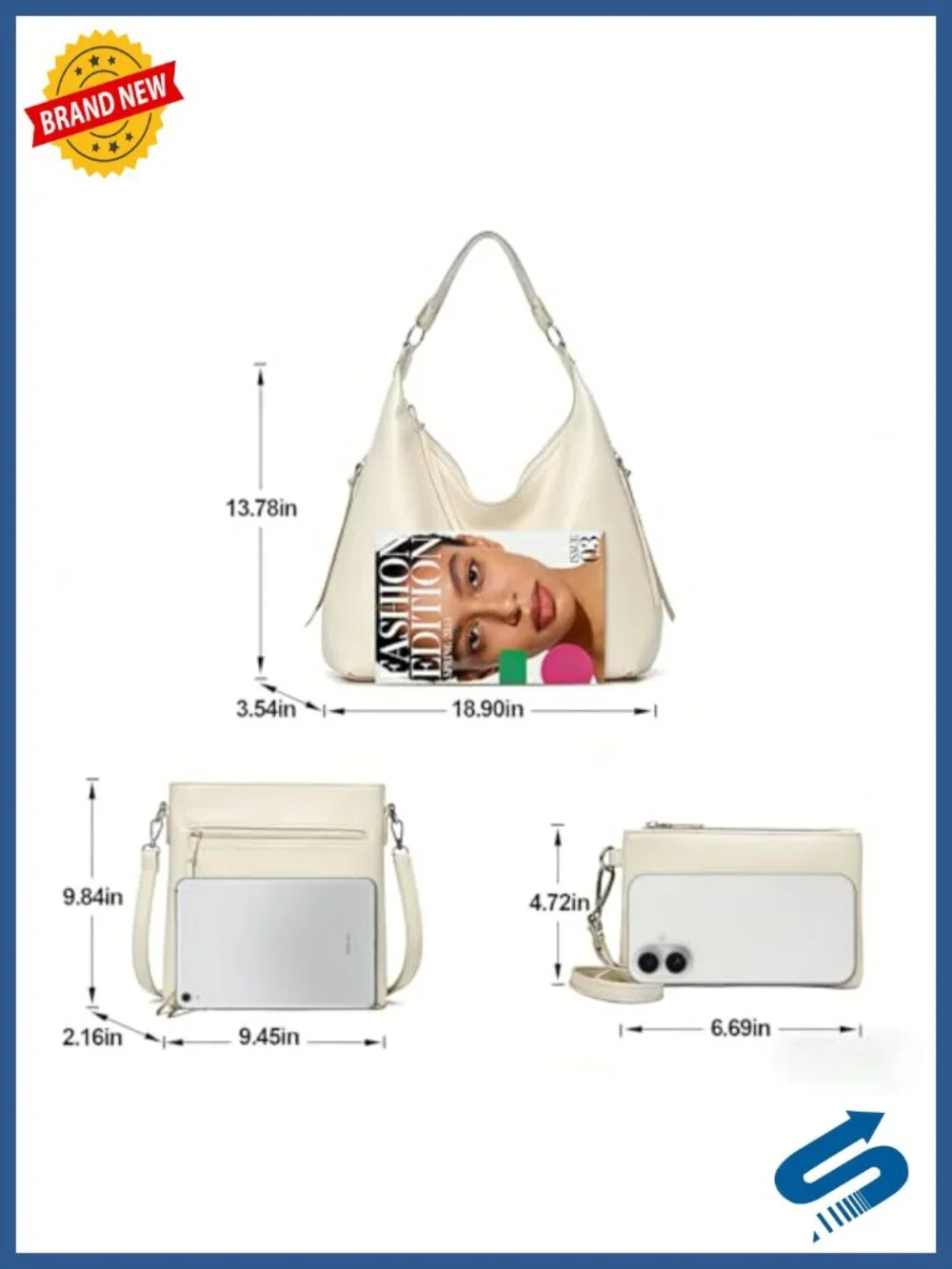 3-in-1 Hobo Crossbody Shoulder Handbags Set with PU Leather